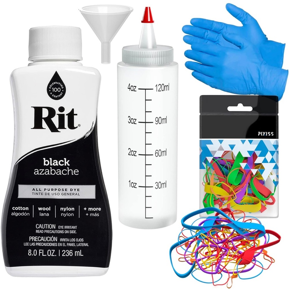Rit Dye Liquid Black All-Purpose Dye (8oz) - Kit